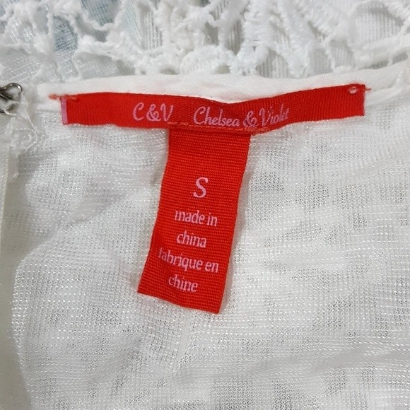 Chelsea and Violet Blouson Fit Tiered Lace Mini Dress Small Romantic Boho Chic - Picture 6 of 7